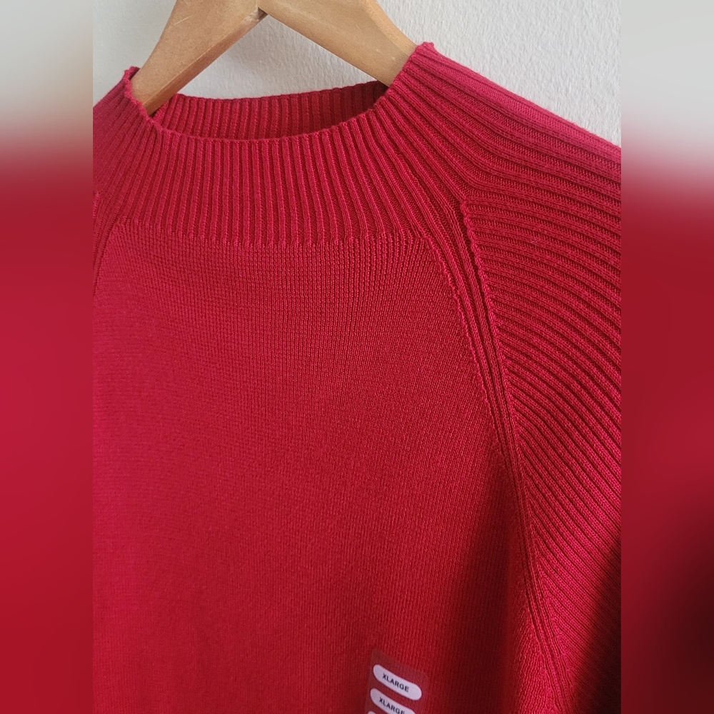 Relativity ribbed slight mockneck pullover sweater Women's XL true red - Picture 2 of 8